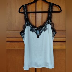 WHBM Top with lace trim XL New Ivory Black